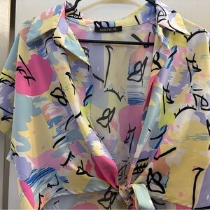 Multicolor Abstract Print Women's Top